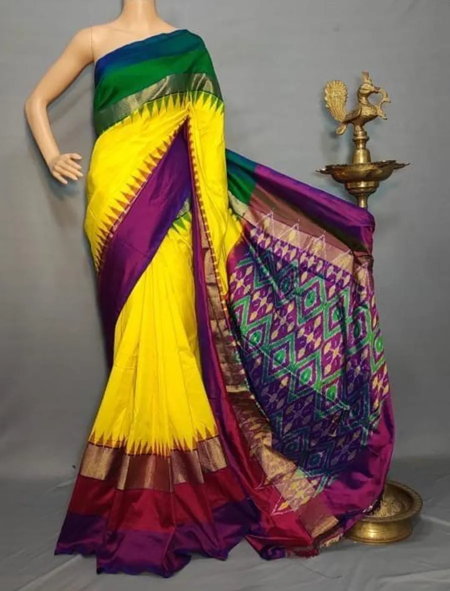 Ikat Silk Print Saree Elegant Handwoven Traditional Saree with Vibrant Patterns, Perfect for Festivals, Weddings